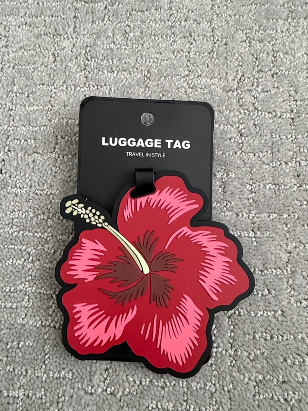Hibiscus Floral Luggage Tag - Red & Pink